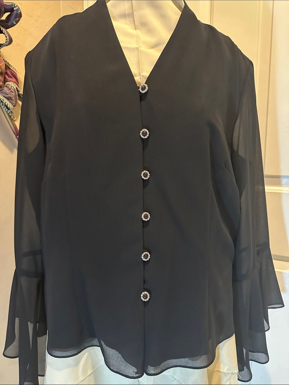 Drapers and Damon’s Black Sheer Button-Front Women's Blouse